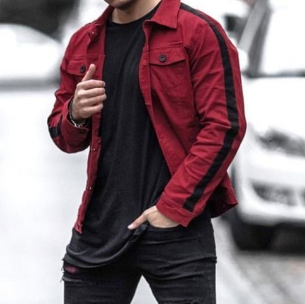 Manière de Voir Men's Red Jacket with Black Contrast Size XL